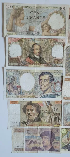 France Huge Lot Of 18 Banknotes Francs All Pre Euro Rare Collection Set 2