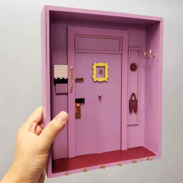 Purple Door Key Holder Hooks Storage Wall Decor Hanger Entryway Box 6 Hooks US