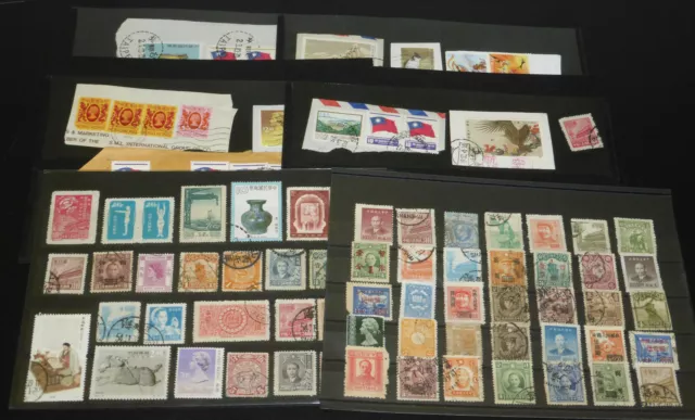 China + Hong Kong Lot Briefmarken Konvolut auf 6 Einsteckkarten vor/nach 1945