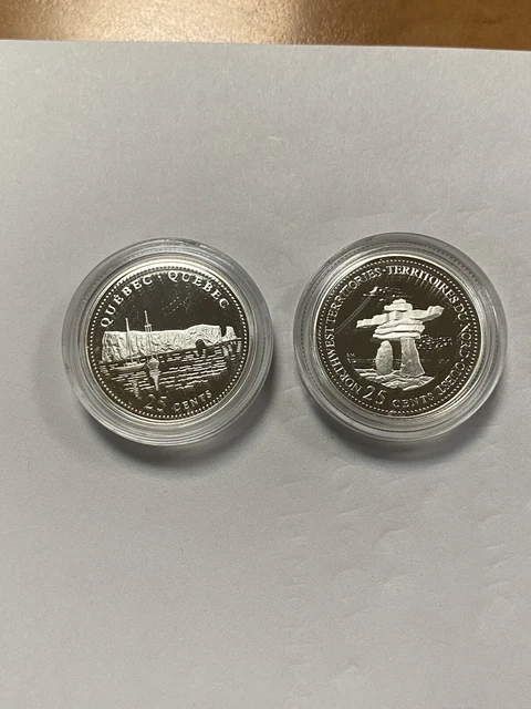 Canada 1992, 2 Silver Provincial 25 Cent Proof Coins