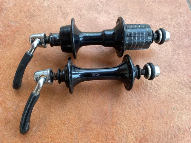 VINTAGE SHIMANO DEORE XT HB M730 FH M732 Black Hub Front Rear mtb