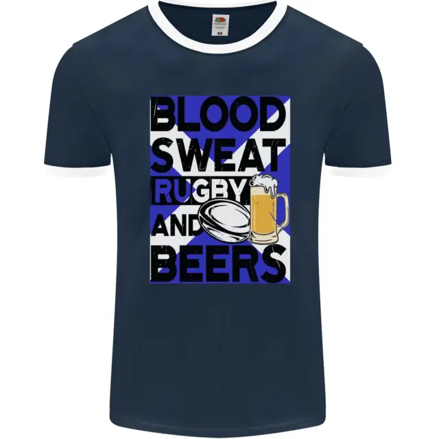 Maglietta Blood Sweat Rugby and Beers Scozia Divertente Uomo FotoL 2