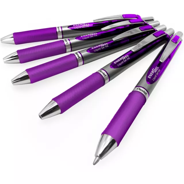 Pentel Energel BL80 Retractable Liquid Gel Ink Rollerball Pen- Violet - 5 Pack