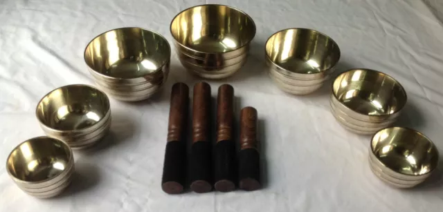 Tibetan & Nepalese Collectable Yoga Meditation Chakra Set 7 Plain Singing Bowl