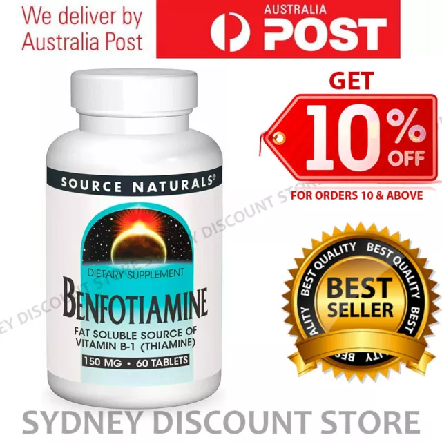Source Naturals Benfotiamine 150 mg 60 Tablets Fat Soluble Vitamin B1 - Thiamine