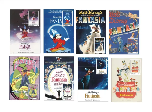 2022 Disney Fantasia 8 Souvenir Sheets Unperforated  Movie Poster