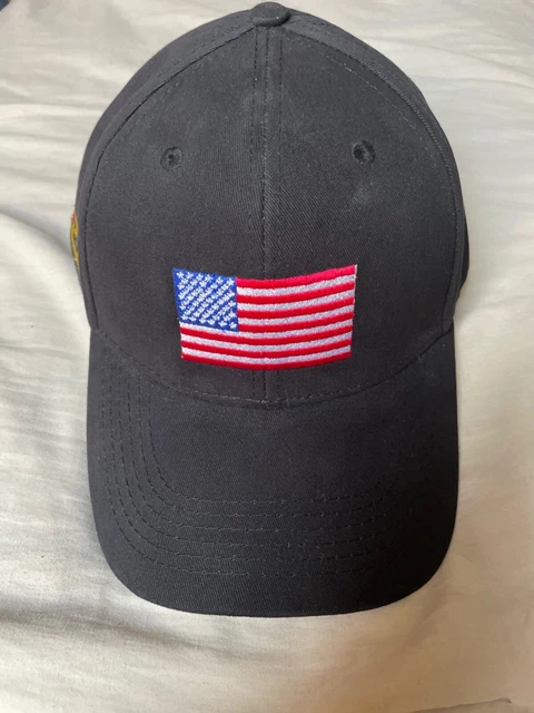 AMERICAN FLAG Men's adjustable baseball cap strap back dad trucker hat BLACK