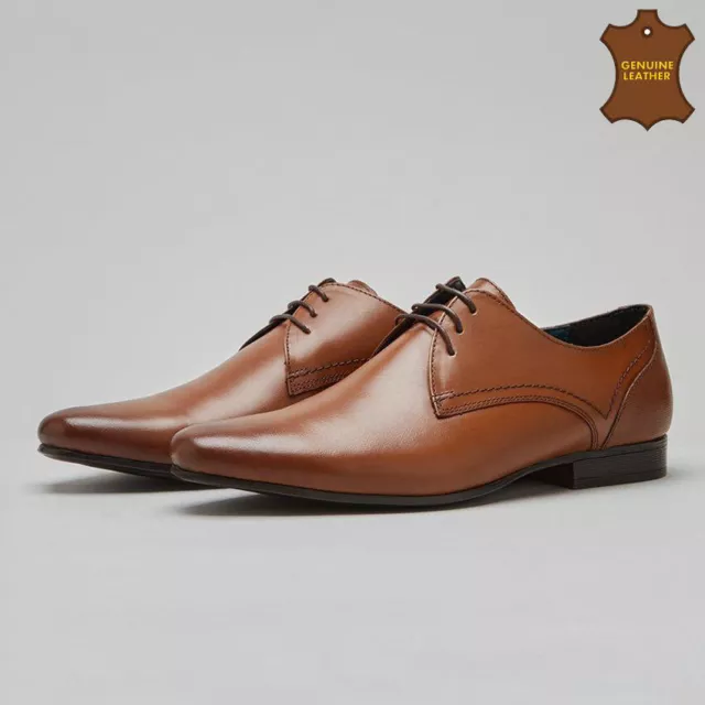 Mens Leather Shoes Smart Formal Wedding Party Lace Up Derby Oxford Office Shoes