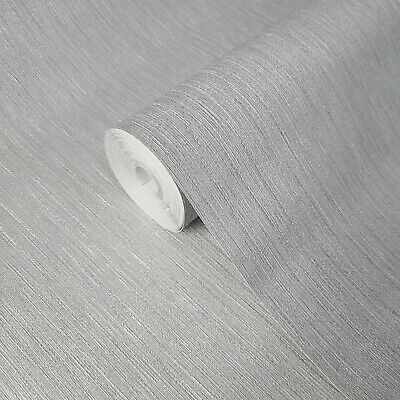 Gray silver metallic faux fabric textured stria lines textures Modern Wallpaper