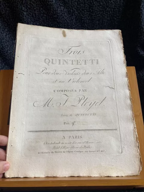 Ignace Pleyel Trois Quintetti partie séparée ancienne alto 2 Imbault vers 1790