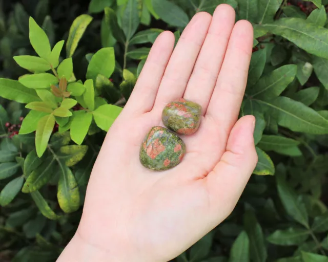 2 Medium Tumbled Unakite Stone (Gemstone Crystal Feldspar Quartz Reiki)