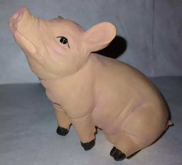 Sitting Pink Pig  Figurine Farm House Barn Yard Country Rustic Decor Vintage VTG