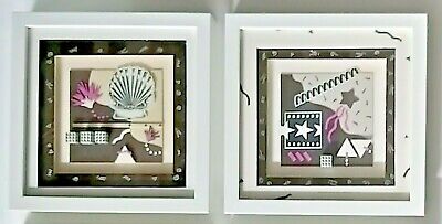 2 Cuadros decoratívos. Cartón pluma y papel. 25 X 25 Cm.