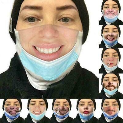 Man woman beard smile funny Face Mask Washable Mouth Protection Reusable Unisex