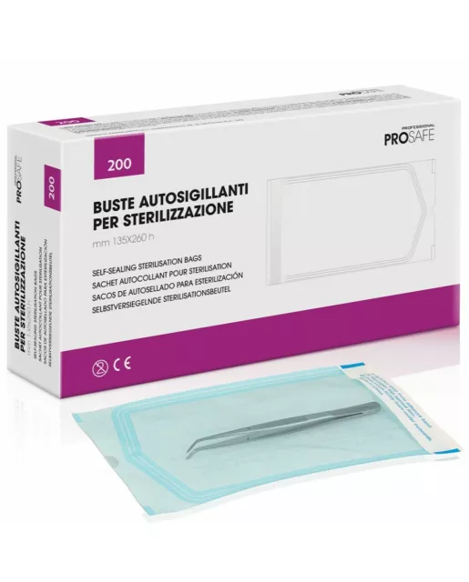 Buste Autosigillanti per Autoclave Sterilizzazione Strumenti 135x260 200 Pz