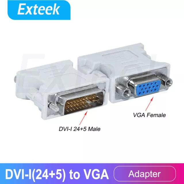 DVI-I 24+5 Pin DVI I To VGA Male to Female Socket Adapter Video Converter