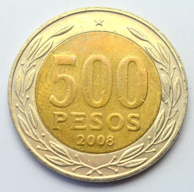 Chile 500 Pesos 2008 Old Coin