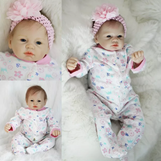 UK 20'' Reborn Baby Dolls Handmade Vinyl Silicone Lifelike Newborn Doll Gift