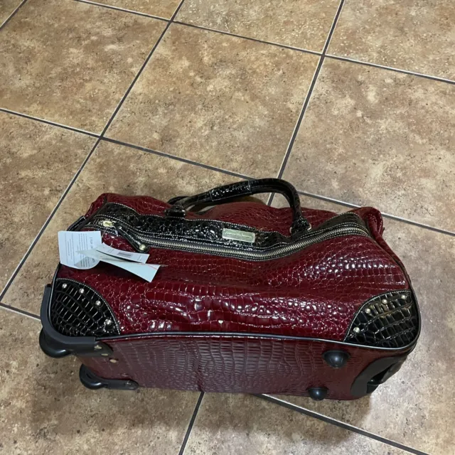 Samantha Brown Classic Croc Embossed Dowel Carry On Travel Bag Wheeled Weekender 3