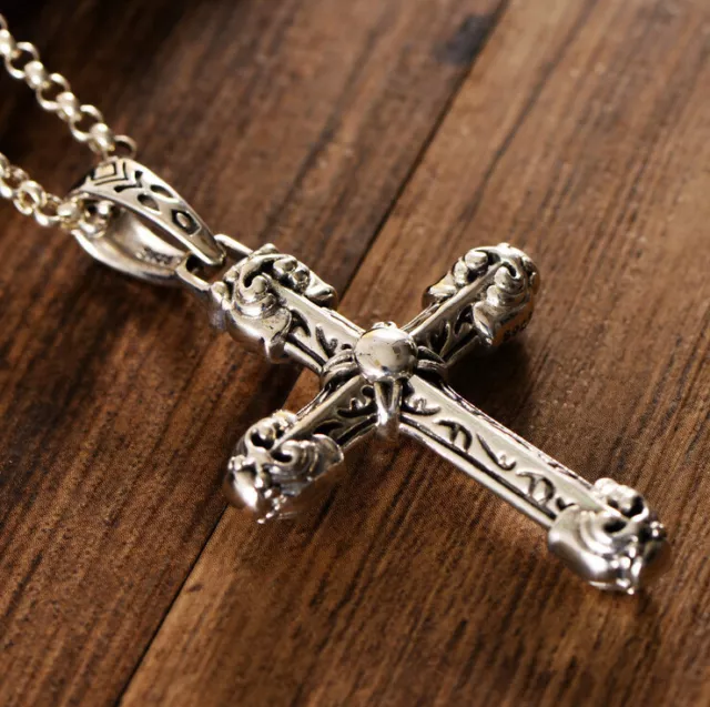 I01 Anhänger verziertes Kreuz Sterling Silber 925 2