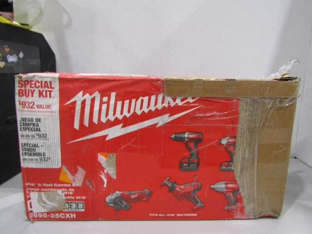 Milwaukee 2695-25CXH M18 18V Li-Ion Cordless Combo Tool Kit w/ 2 Batteries