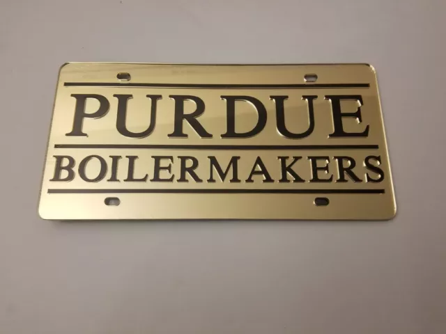 Purdue Boilermakers Mirror Laser Cut Acrylic License Plate, Tag/Key Chain Combo