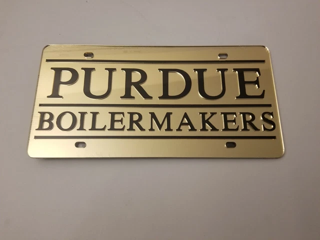 Purdue Boilermakers Mirror Laser Cut Acrylic License Plate, Tag/Key Chain Combo
