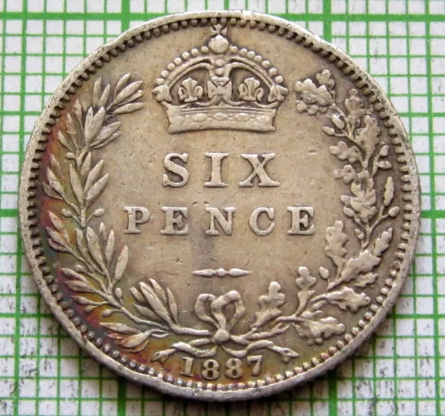 GREAT BRITAIN QUEEN VICTORIA 1887 JUBILEE 6 Pence SIXPENCE, 0.925 SILVER