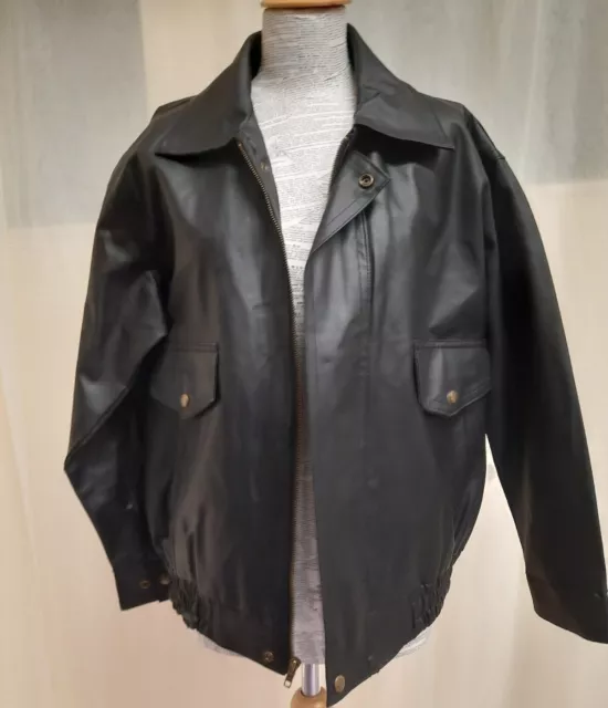 MENS New Black  FAUX LEATHER  PATCHWORK bomber JACKET. SIZE medium