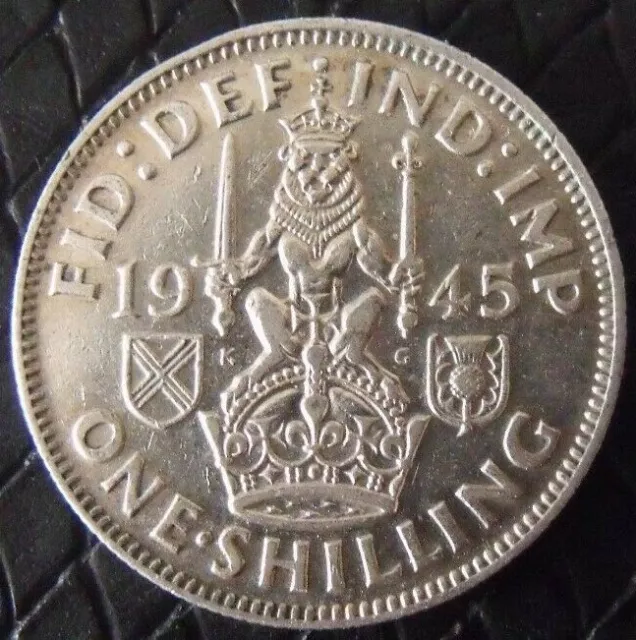 1945 GEORGE VI  SILVER SHILLING ( 50% Silver ) British 1s Coin.     354