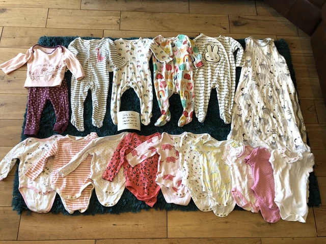 Girls Age 6-9 Months Bundle Sleepsuits Vests Pyjamas Next M&S Sleeping Bag 1 Tog