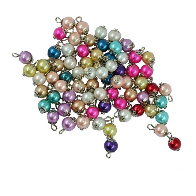 50 Stück Handgefertigte Bunte Glasperlen-Gänseblümchenkappe Charms Anhänger