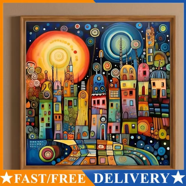 5D DIY Full Round Drill Diamond Painting Colorful House Home Decor Art 30x30cm A
