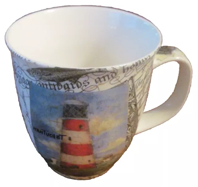 CAPE SHORE Lighthouses Ceramic Mug Cup Nantucket Seashore Boats Nautical RARE