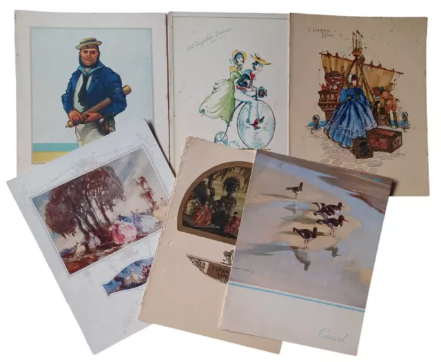 Job Lot 6x Vintage Cunard Line Ship Dinner Menus Ephemera Cruise Memorabilia