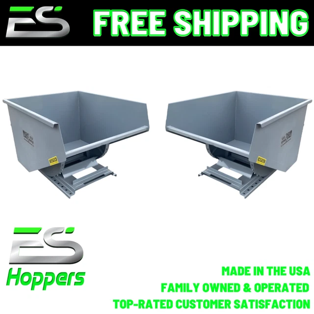 Two-2 Yd Wright Self Dumping Hopper-Trash-Recycling-Scrap-Dumpster-Ships Free