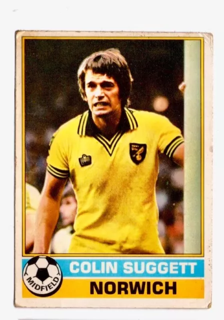 Topps Trade Gum Card Footballers (Red, 1977) - #312 Colin Suggett, Norwich City