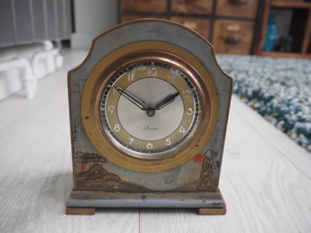 Working Chinese style clock. Shabby Chic/Vintage style Mantel clock.