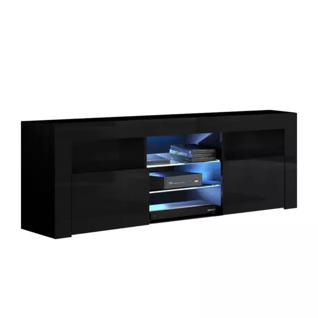 Artiss Entertainment Unit Stand TV Cabinet LED RGB 160cm Black High Glossy Bobi