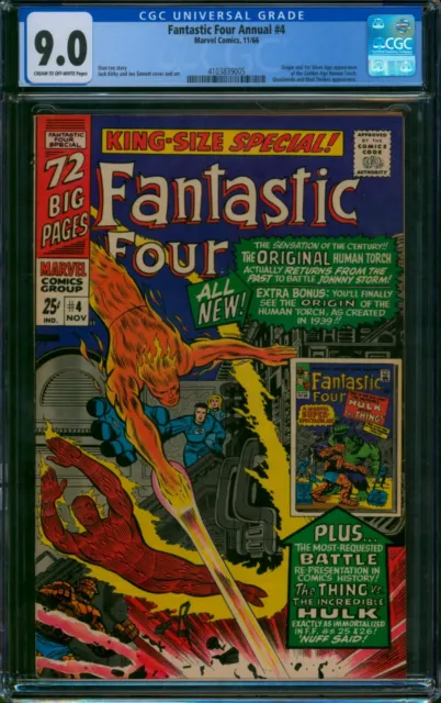 Fantastic Four Annual #4 ⭐ CGC 9.0 ⭐ Human Torch Silver Age Marvel Comic 1966