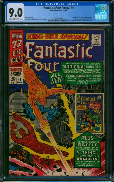 Fantastic Four Annual #4 ⭐ CGC 9.0 ⭐ Human Torch Silver Age Marvel Comic 1966