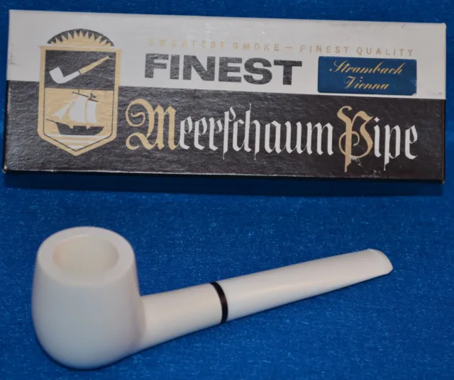 WHITE STEM rare Handmade premium MEERSCHAUM pipe by STRAMBACH of Austria (bauer)