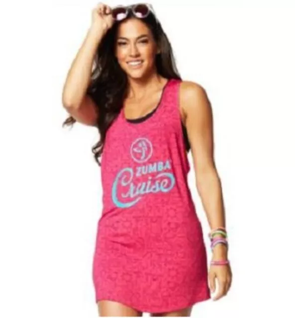 Zumba Cruise Tank Top LARGE Berry Barbie Color Beach Cover Up Shirt Sleeveless