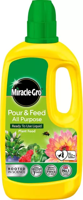 Miracle Gro Grow All Purpose Liquid Plant Food Feed Concentrated Fertiliser, 1L