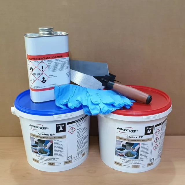 Concrete Floor Repair - Epoxy Repair Kit  Easy 1:1 Mixing Ratio - Cretex EP 10Kg