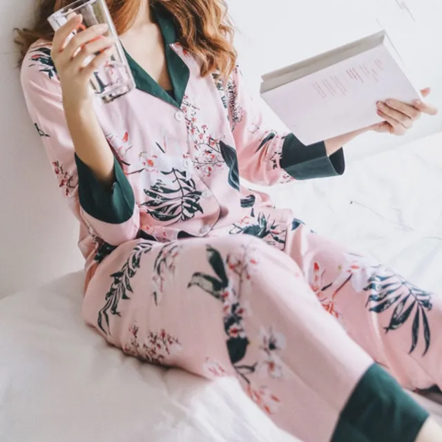 Ensemble de vêtements de nuit pour femmes satiné soie blanche pyjama confortab