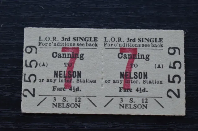 Liverpool Overhead Railway Ticket LOR CANNING to NELSON No 2559