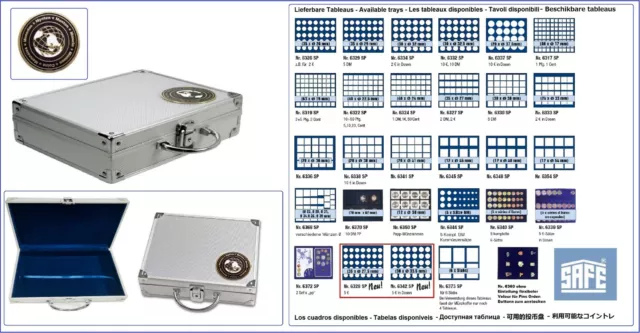 Münzkoffer-World-Coins-Smart SAFE-176-0 + Münztableaus Einsätze Blau 30 Modelle