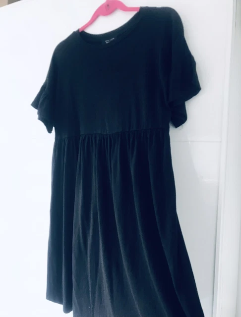 Túnica de Vestido Camiseta Negra Nueva Look Maternidad 🙂 Reino Unido Talla 10 GÓTICO EMO ROCK 🙂