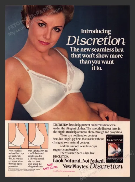 PLAYTEX DISCRETION BRA Vintage 1983 Print Ad + Bonus Ad $2.99
